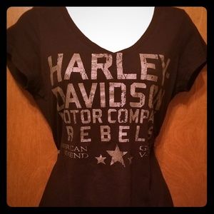 Harley Davidson Black Label V Neck Shirt Sz Small